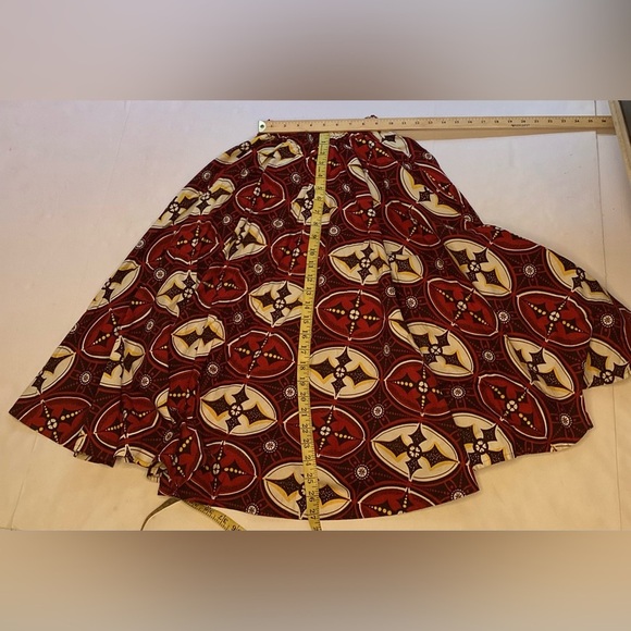 Ankara block print cotton circle skirt with red yellow print small - Picture 4 of 6